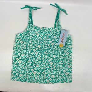 Cat & Jack Girls Tankini Swimwear Size XL (14/16) Green Floral Beach Suit Top